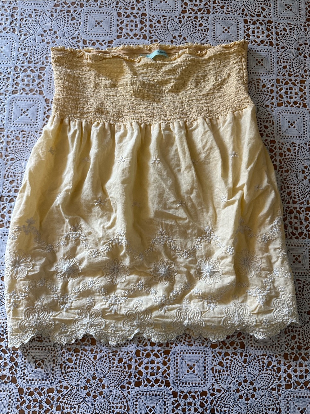 Maurices Yellow Embroidered Strapless Tube Top XL Cottagecore